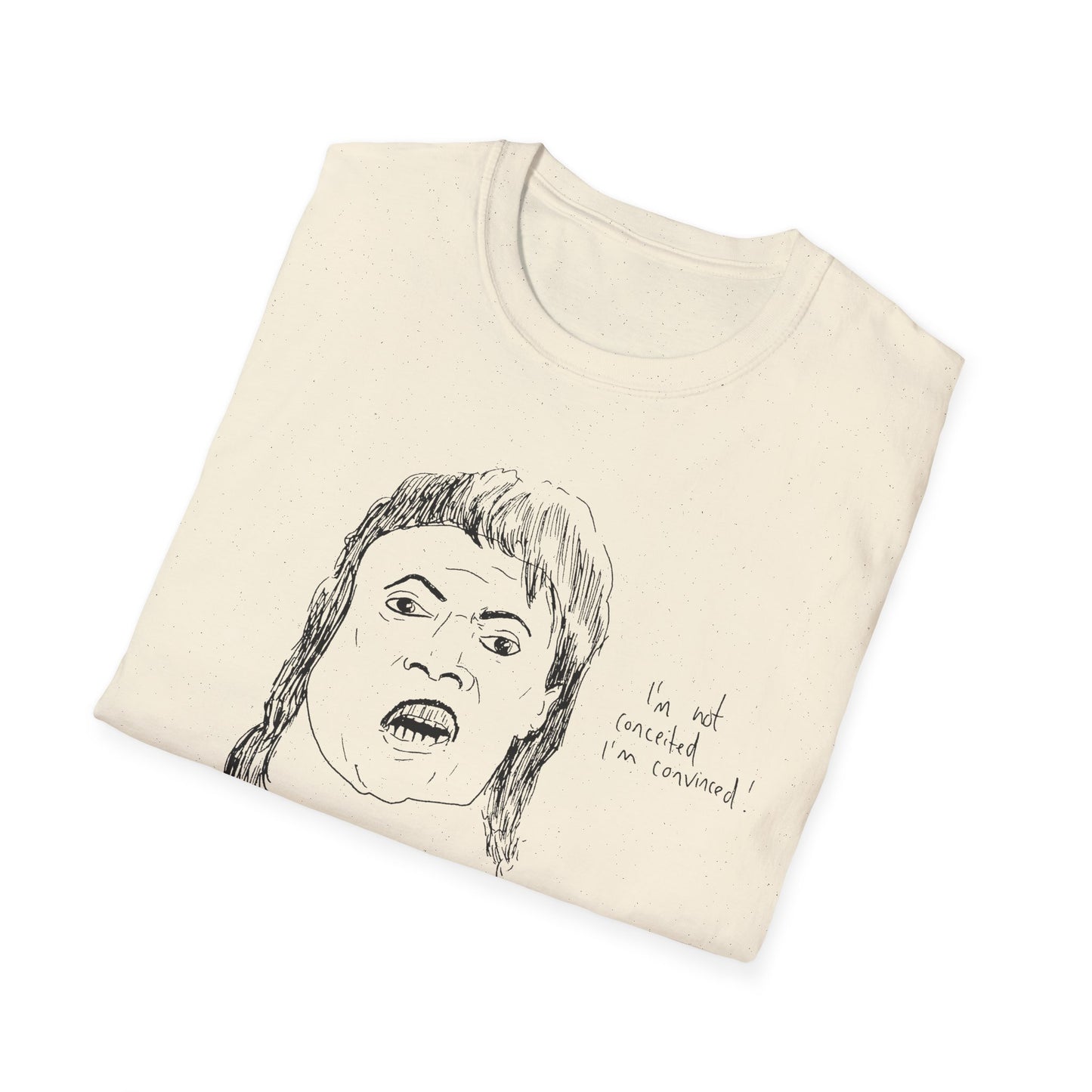 original drawing of little richard that time he was on arsenio hall in 1990 and said "i'm not conceited. i'm convinced!" tshirt