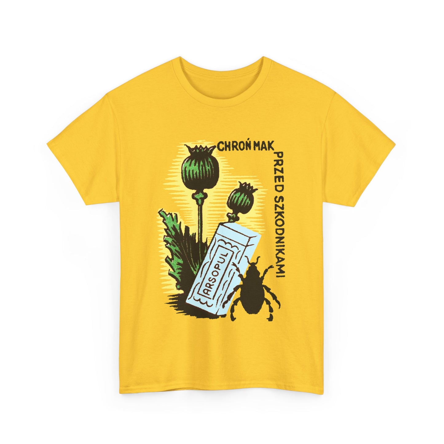 vintage polish matchbox graphic protect poppies from pests pesticide ad tshirt