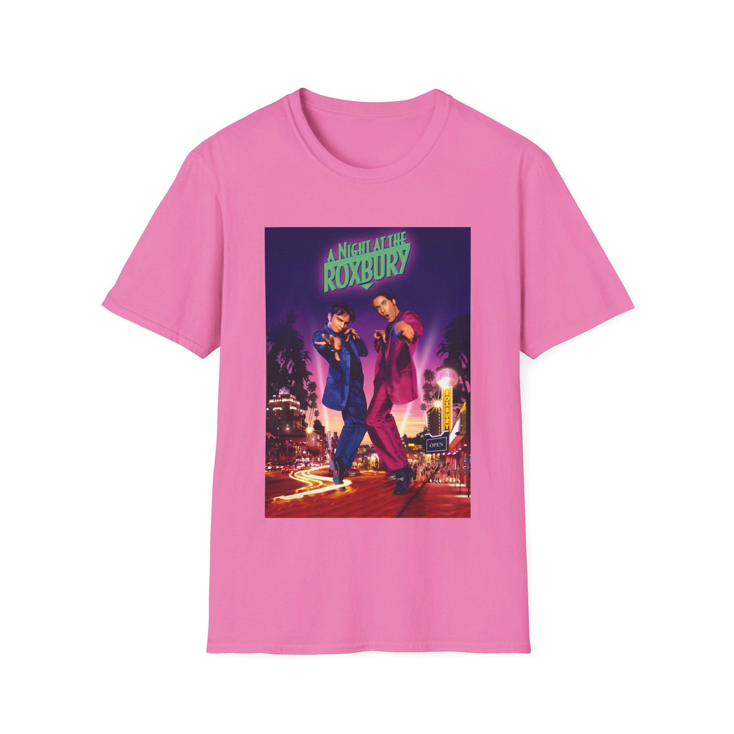 a night at the roxbury 1998 movie poster pink and purple tshirt