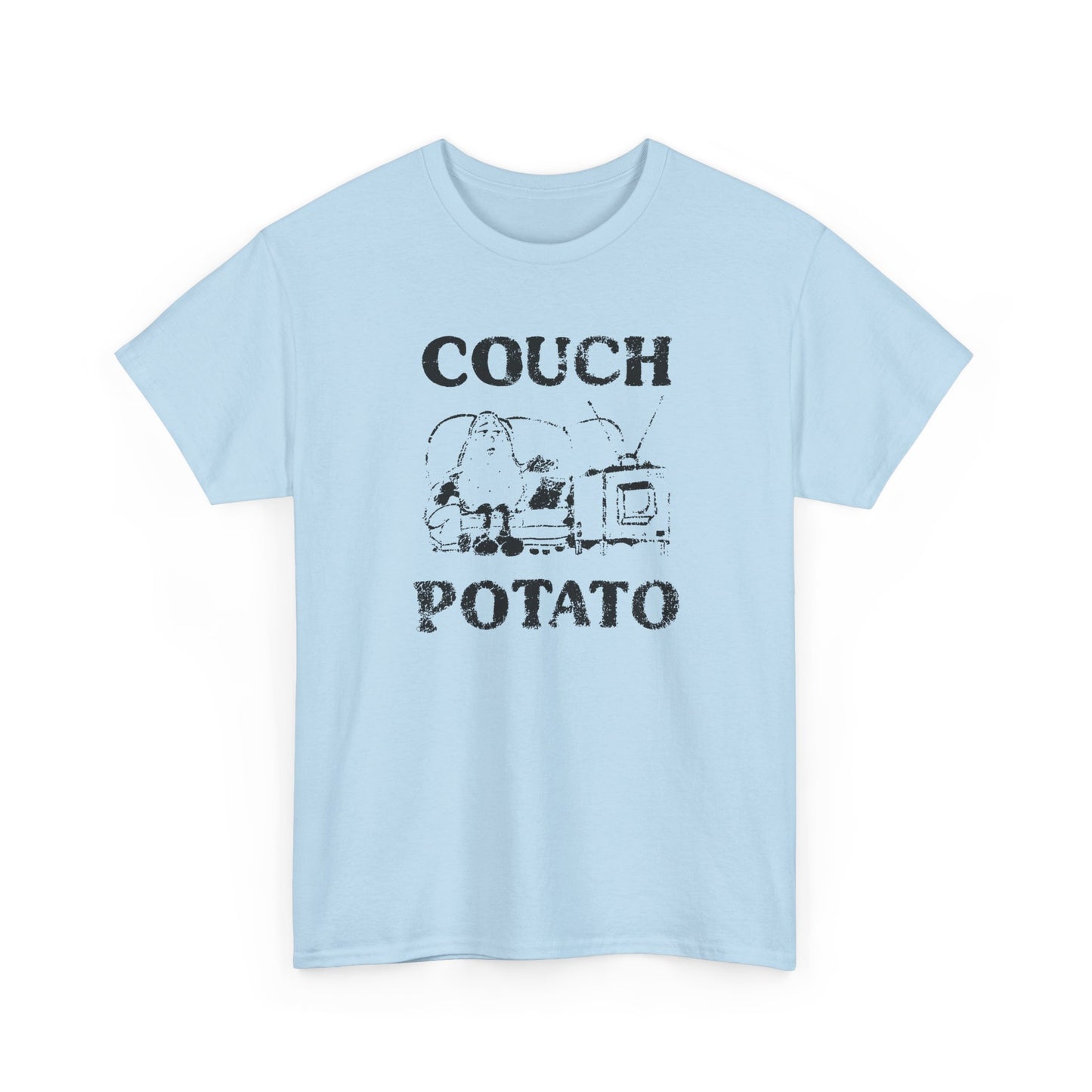 vintage couch potato reproduction in black graphic tshirt