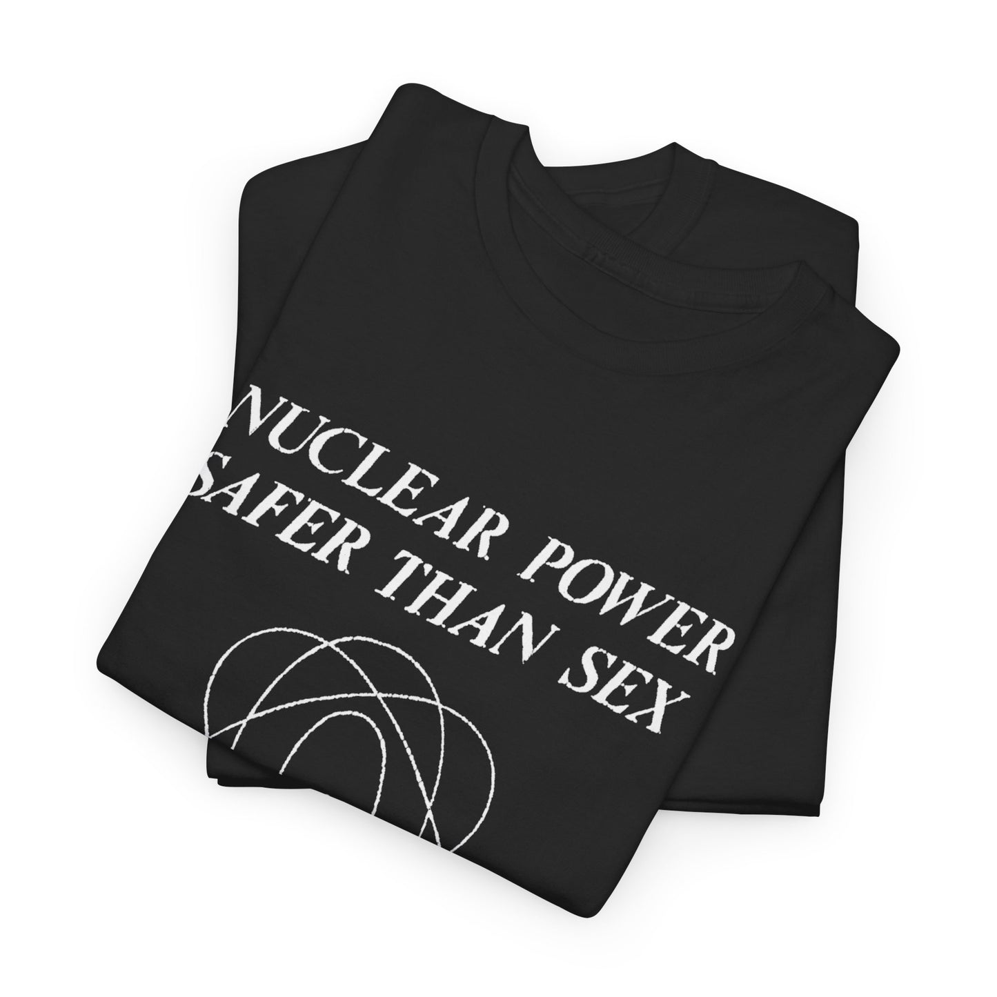 vintage 1970s design "nuclear power safer than sex" tshirt