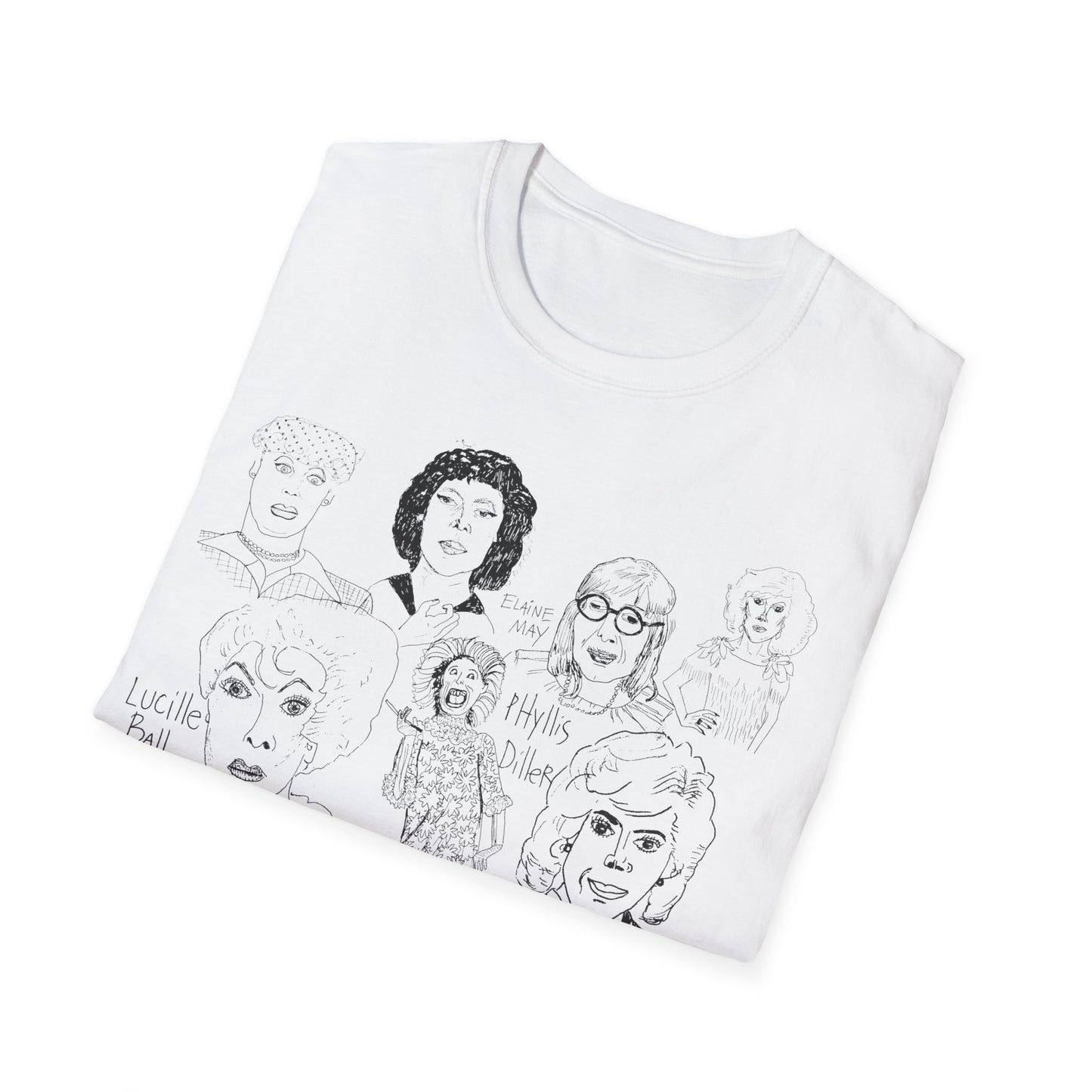 women of comedy, original collage drawing tshirt