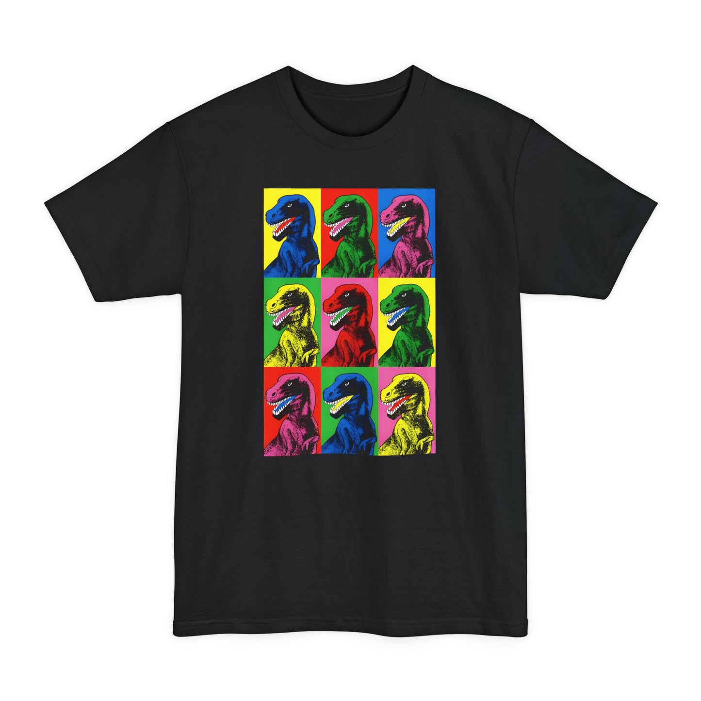 oversized stanley desantis dinosaur pop art worn by steven spielberg on jurassic park 1993 movie set unisex tall beefy tshirt