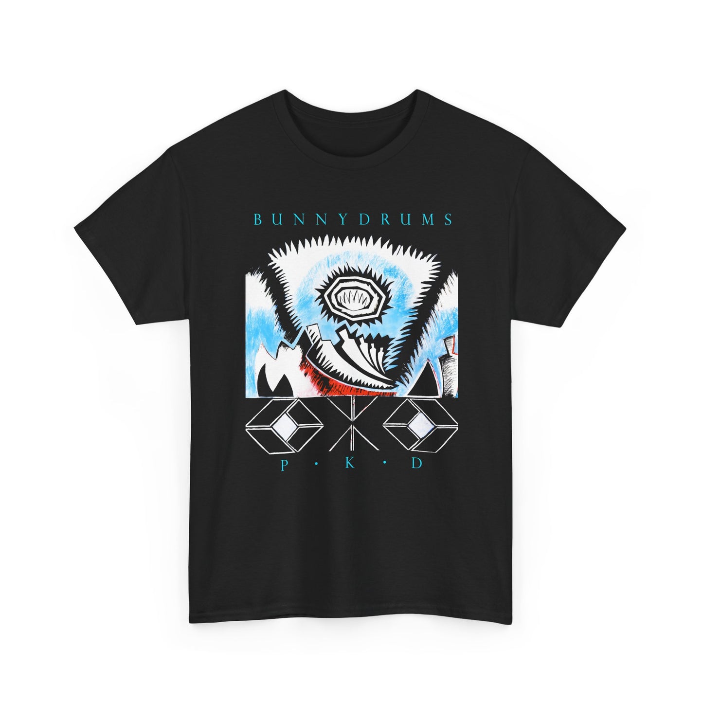 1983 post punk band bunnydrums pkd album cover edit tshirt