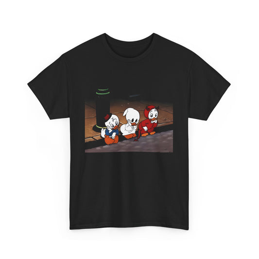 trick or treat 1952 huey, dewey, and louie cartoon reproduction tshirt