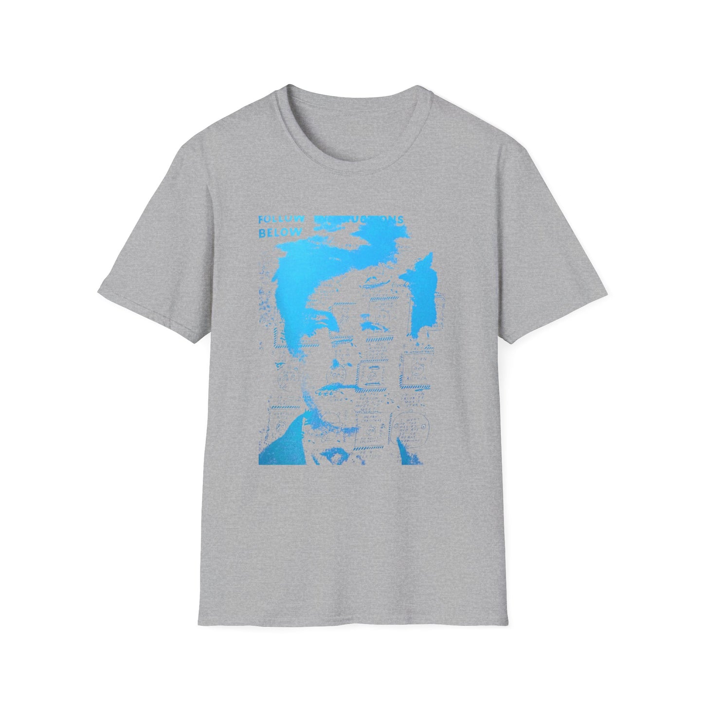 ray johnson arthur rimbaud art in light blue tshirt