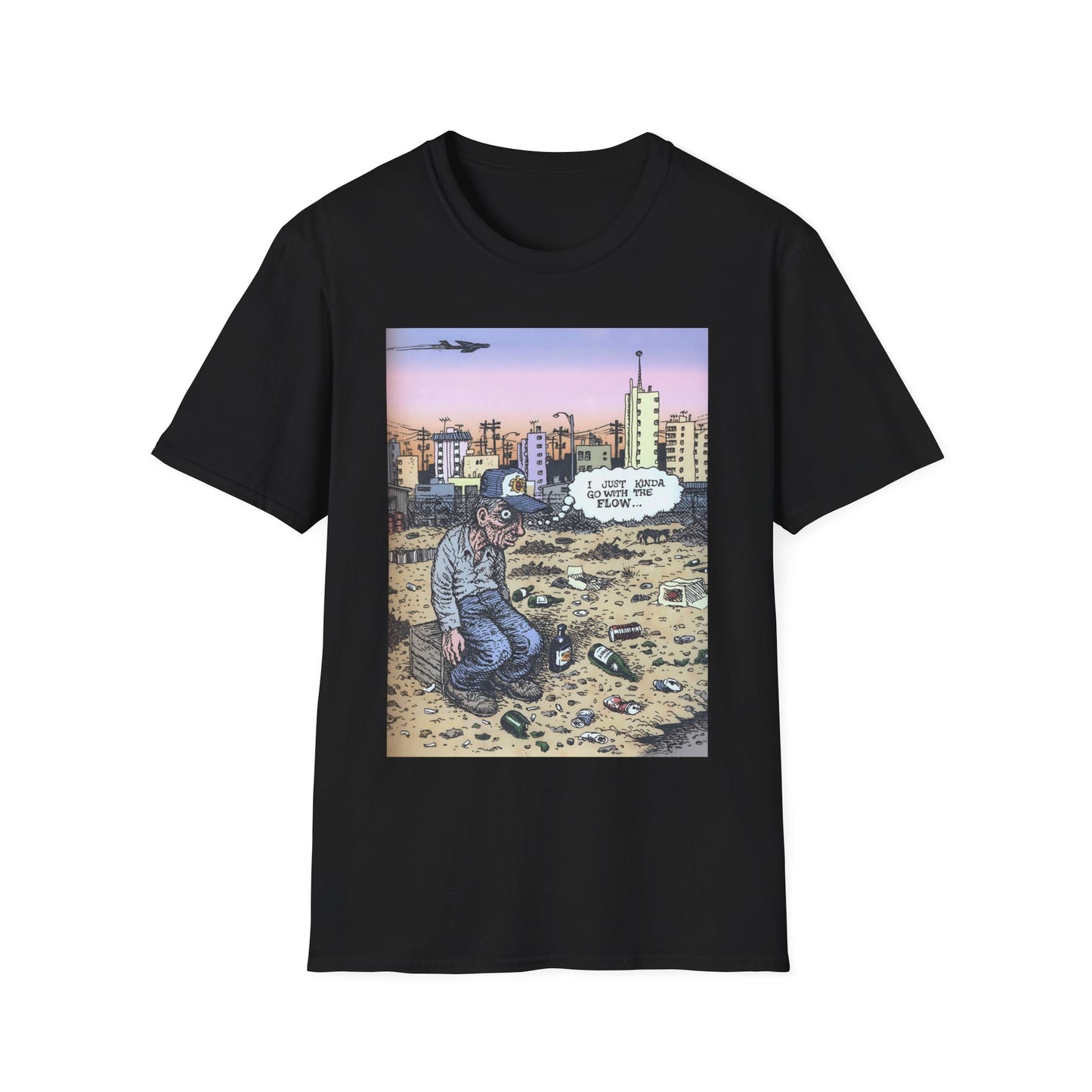 r. crumb i just kinda go with the flow color tshirt
