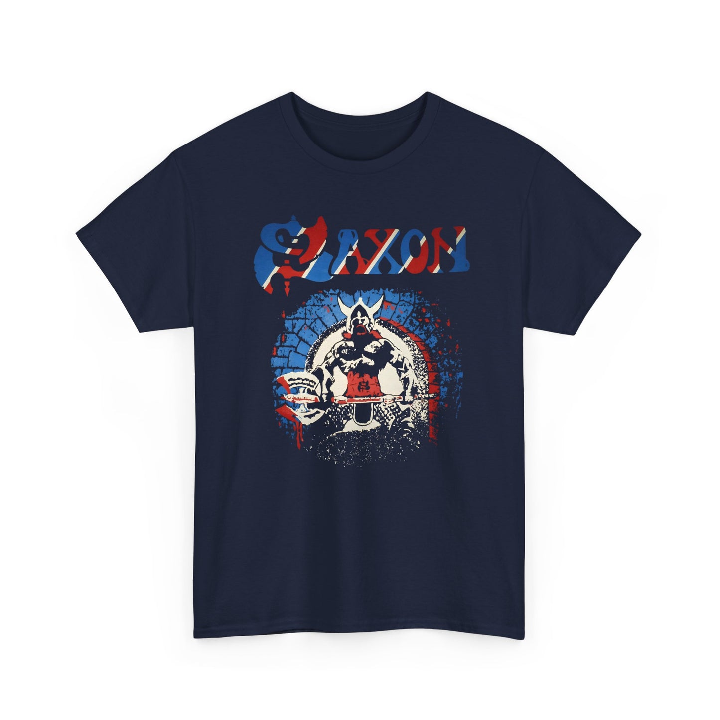 1980s heavy metal band saxon warrior logo reproduction tshirt