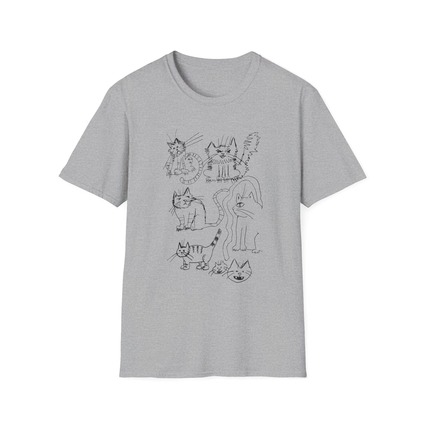 original drawing seven cats tshirt