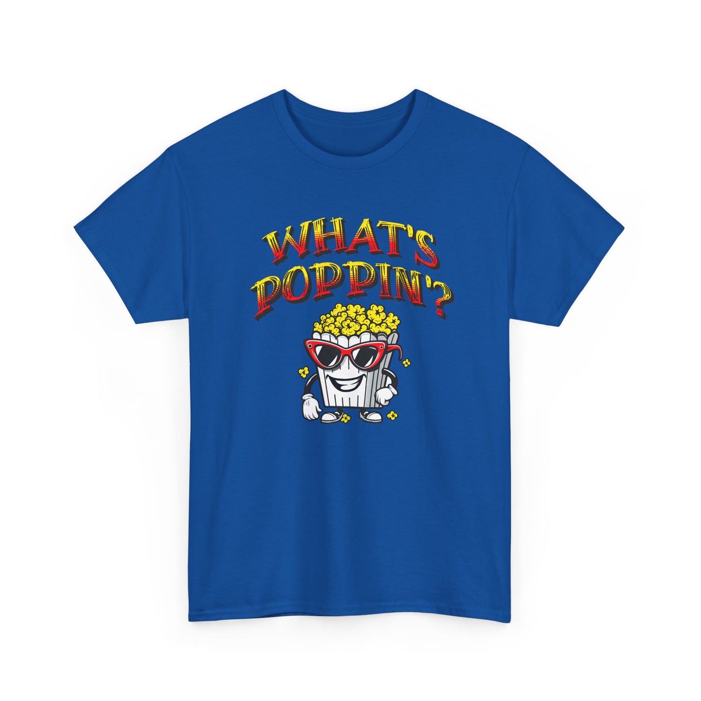 what's poppin' cool popcorn bag guy tshirt