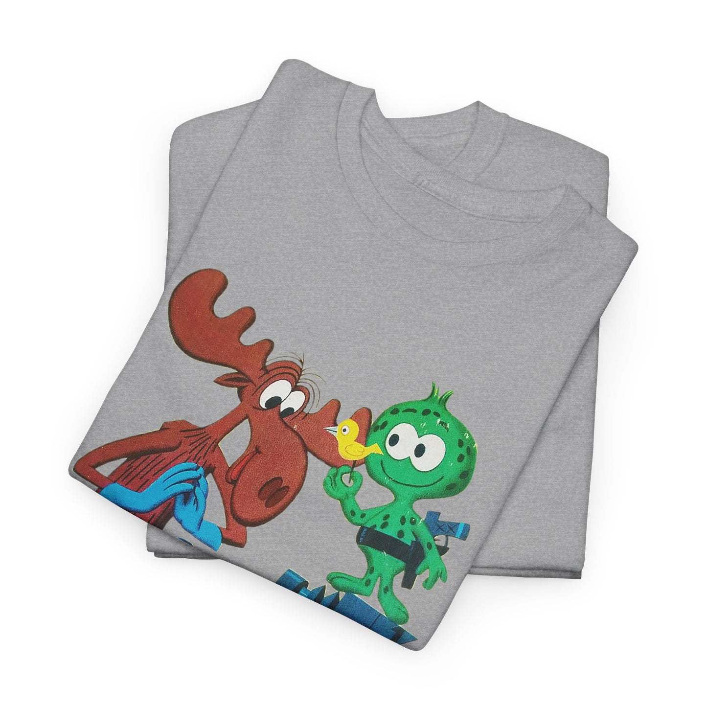 the rocky and bullwinkle show with gidney and cloyd reproduction tshirt