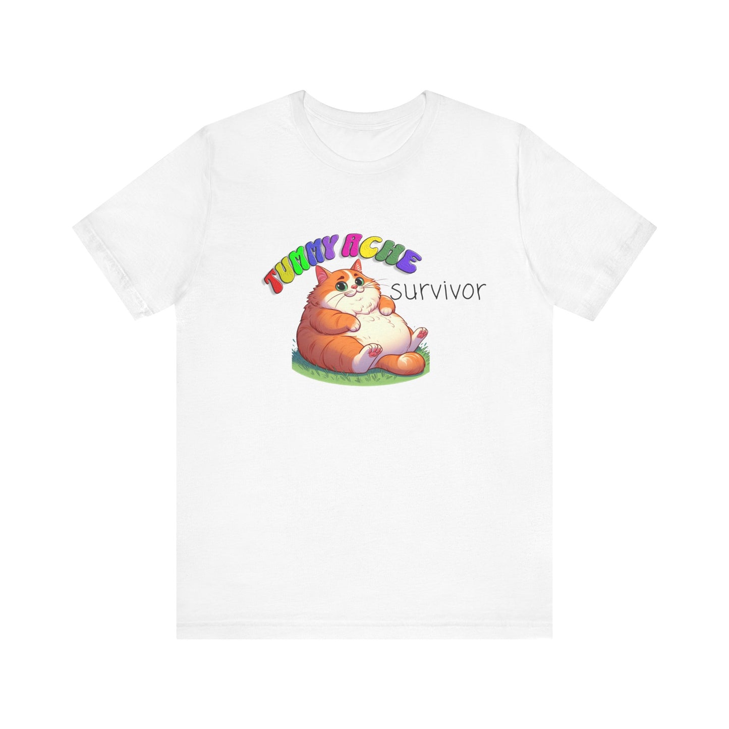 tummy ache survivor stuffed kitty silly tshirt