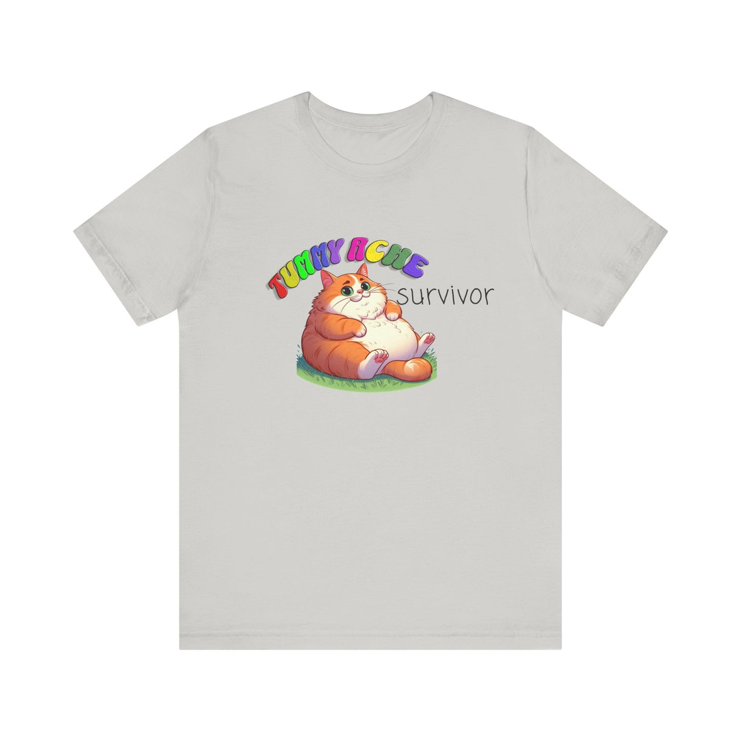 tummy ache survivor stuffed kitty silly tshirt