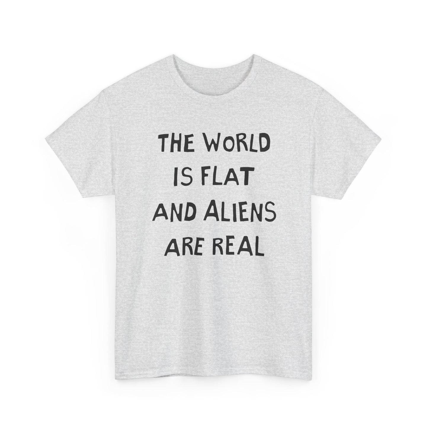 the world is flat and aliens are real hand drawn font tshirt
