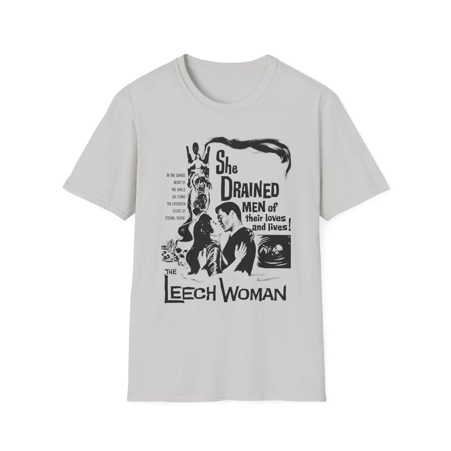 1960 low budget horror rejuvenation film the leech woman movie poster tshirt
