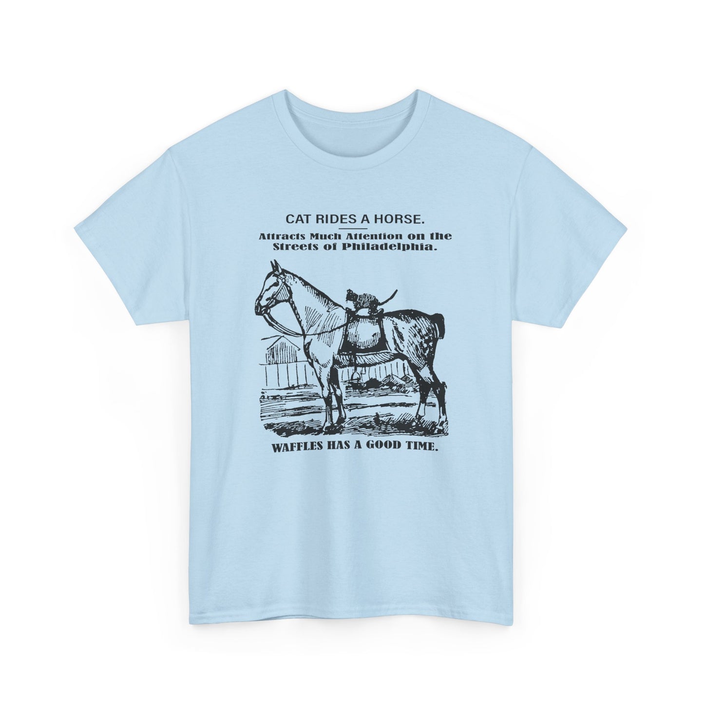 1898 cat named waffles rides horse news article drawing reproduction tshirt