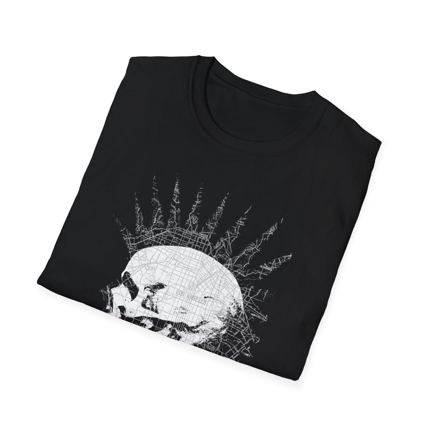 repo man skull punk in black and white with green letters tshirt