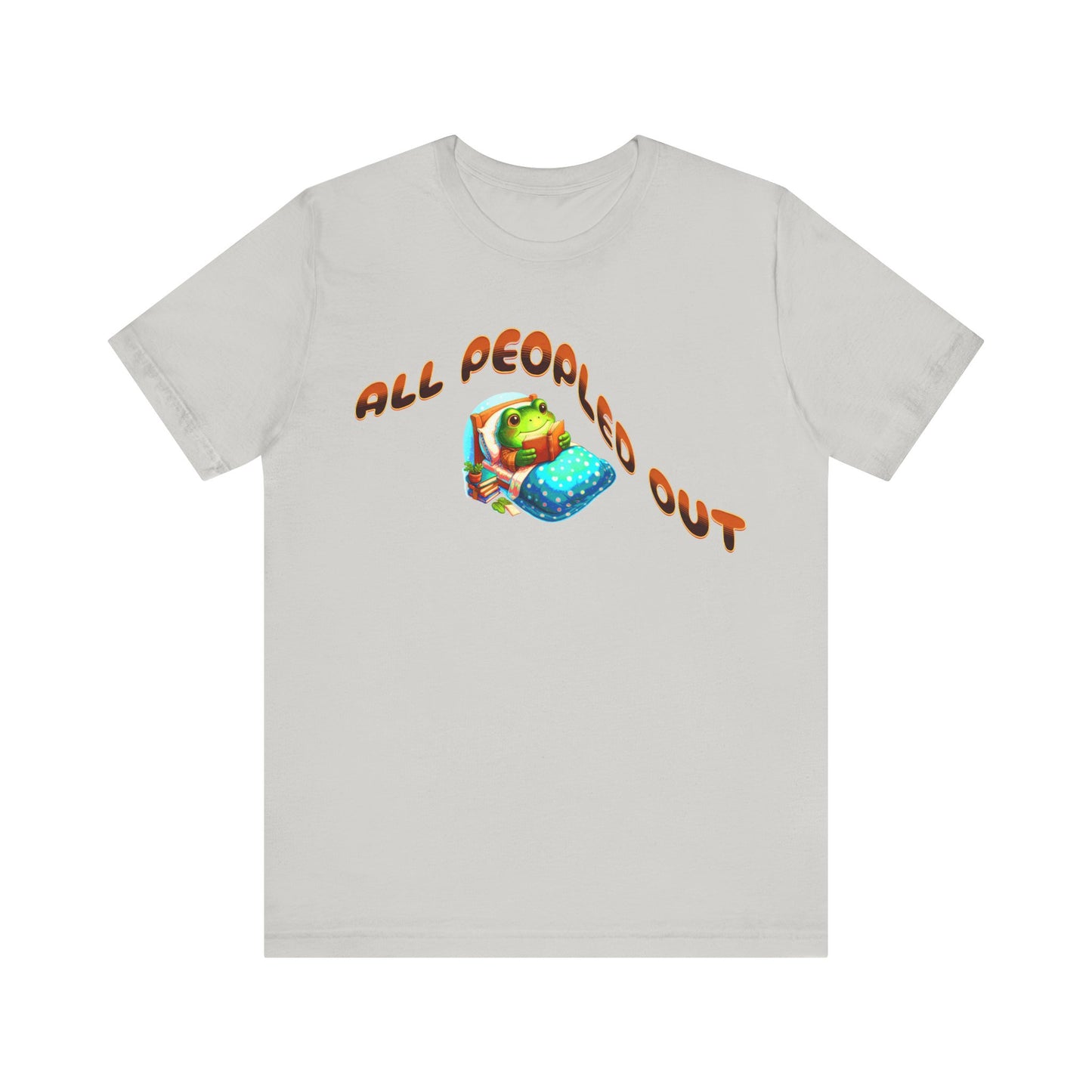 all peopled out cute frog reading a book in bed tshirt