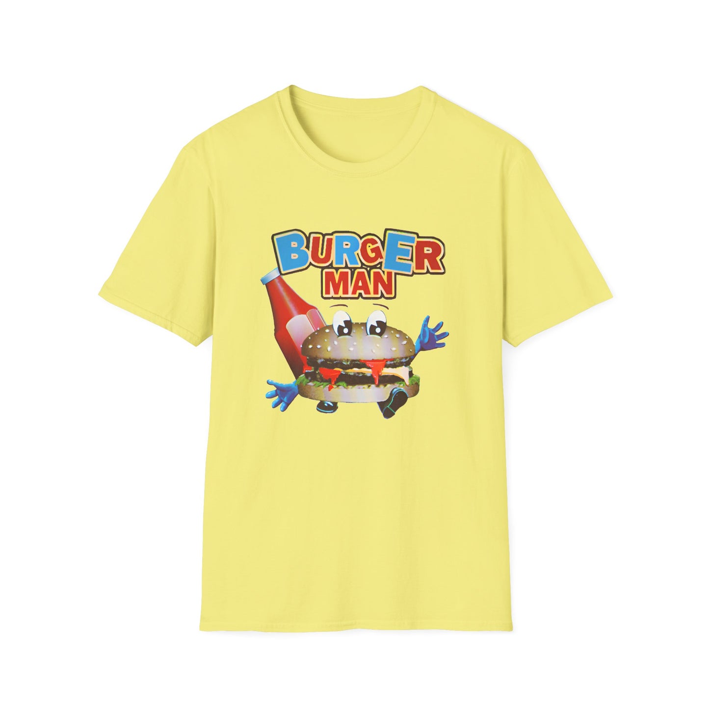 old video game burger man retro design reproduction tshirt
