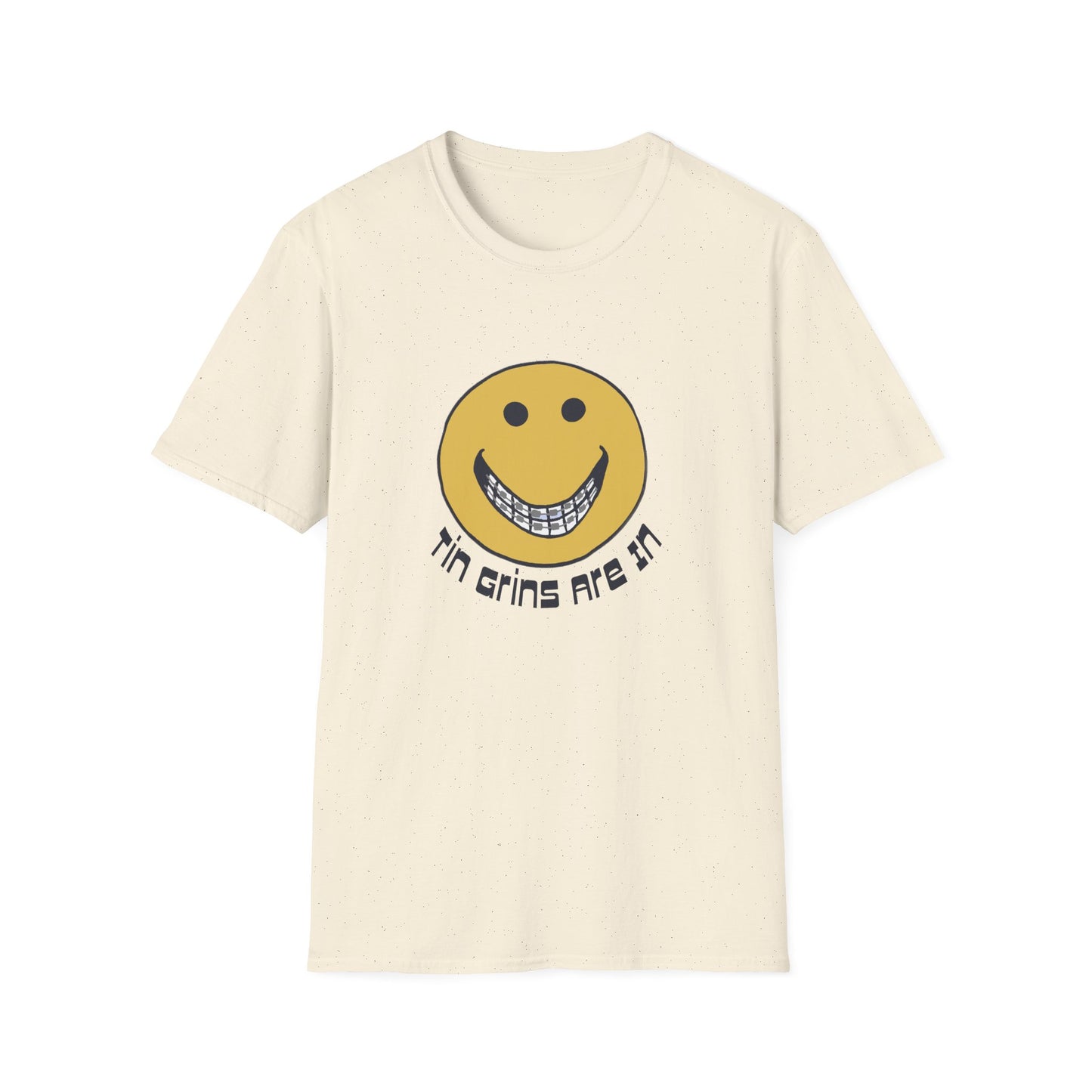 vintage tin grins are in 1970s design tshirt
