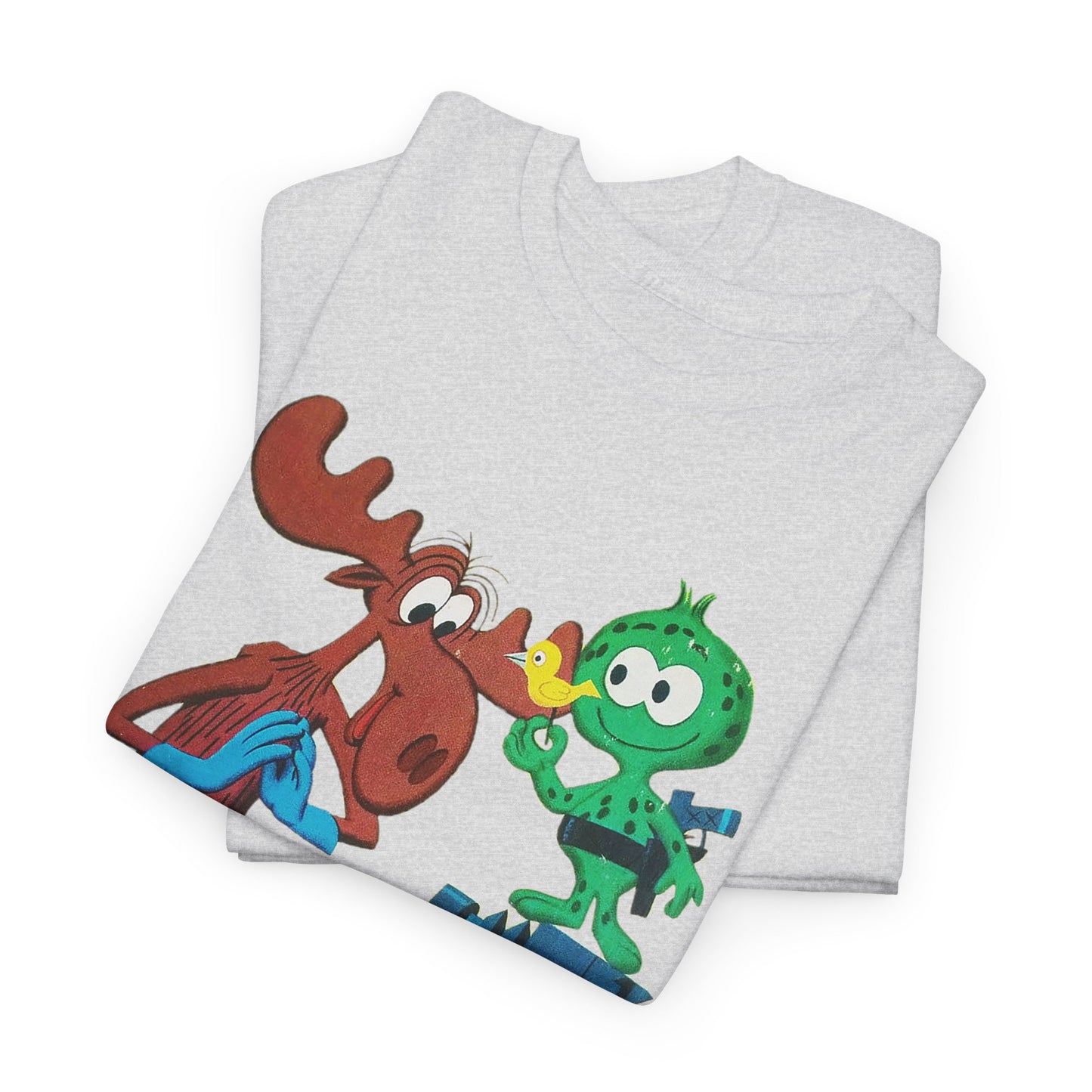 the rocky and bullwinkle show with gidney and cloyd reproduction tshirt