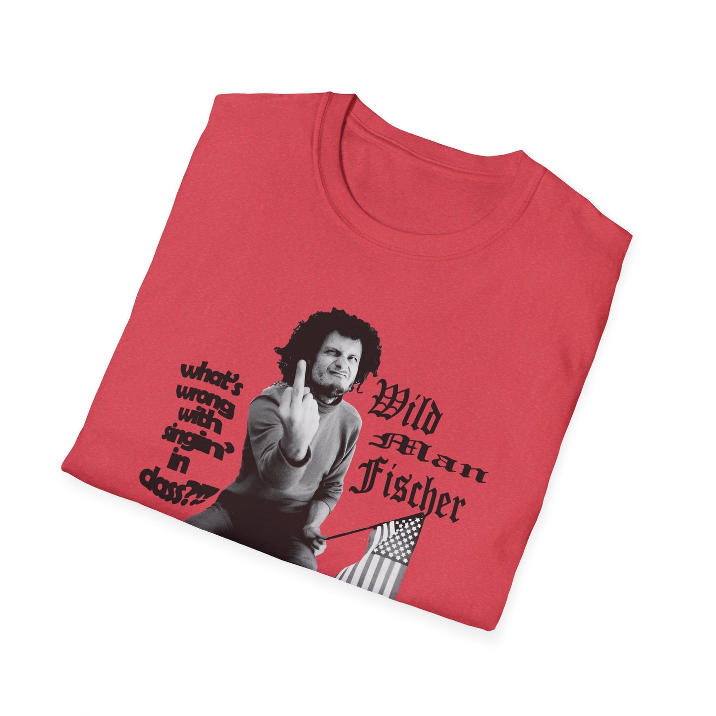 wild man fischer middle finger in black tshirt