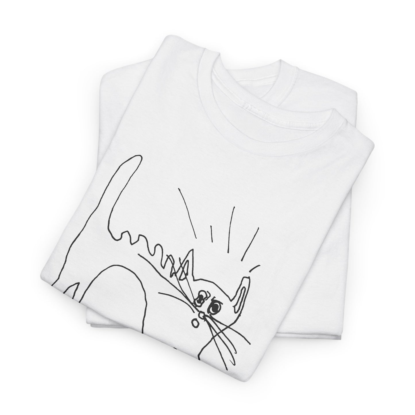 original drawing of a very spooked cat tshirt