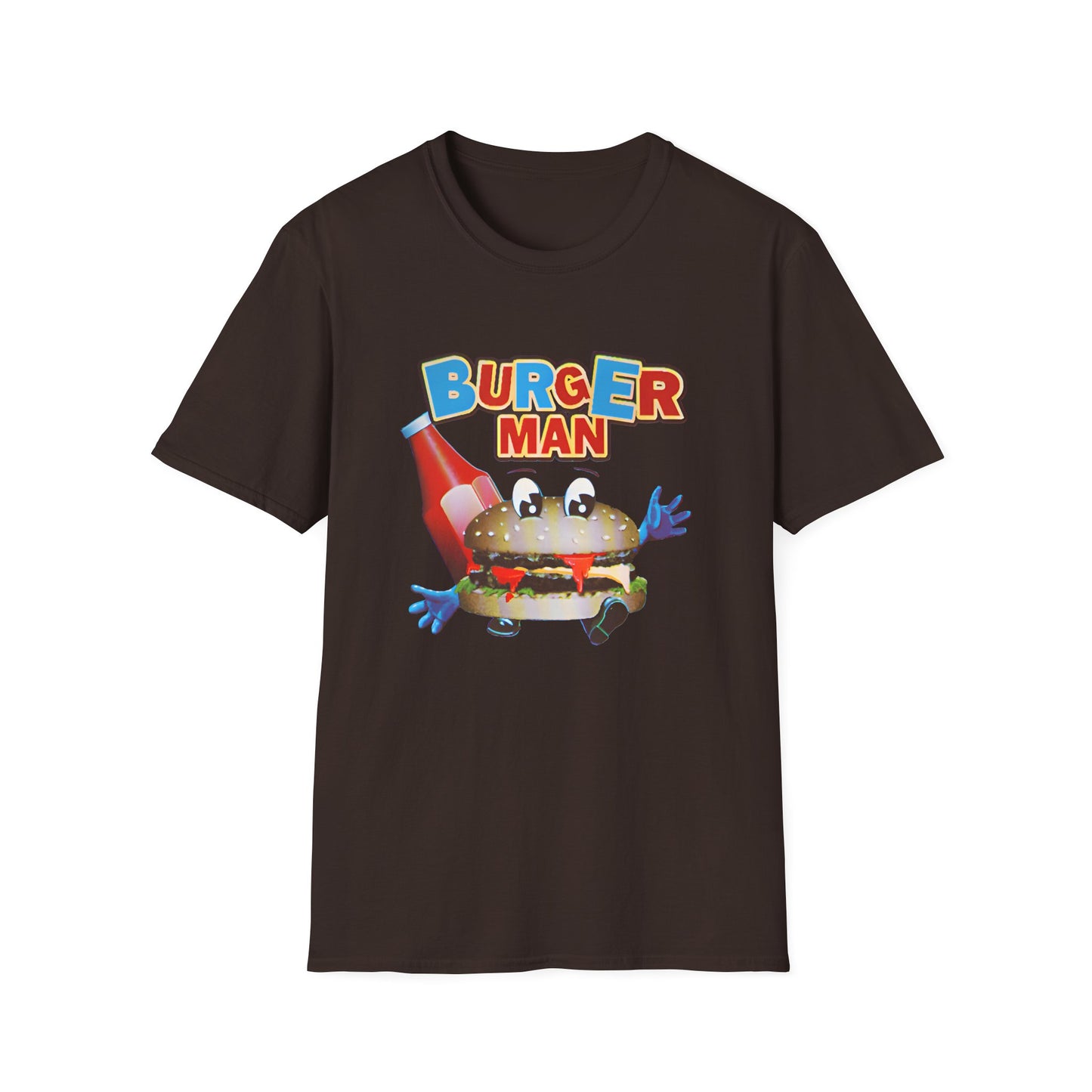 old video game burger man retro design reproduction tshirt