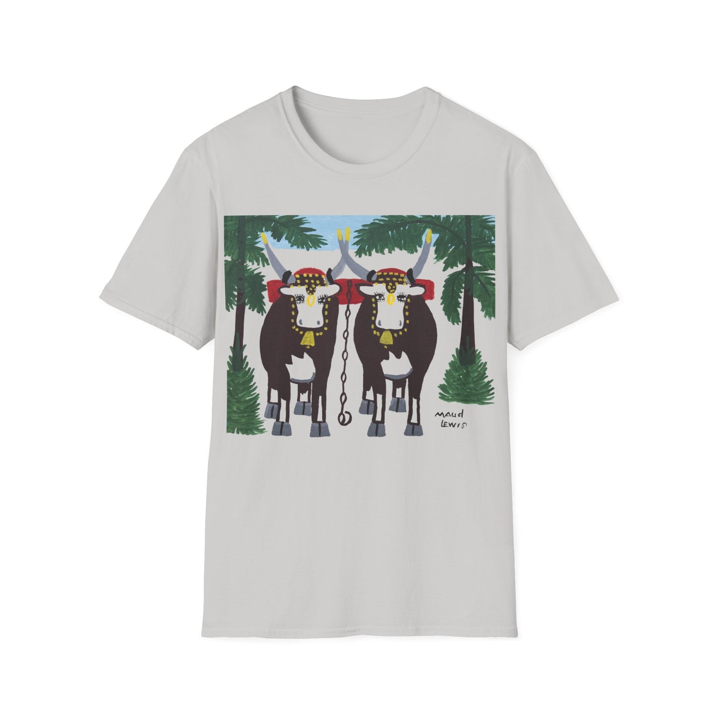 1960s maud lewis painting pair of oxen tshirt