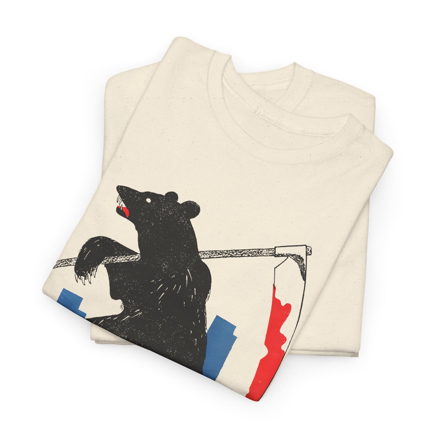 mid century manolo prieto bear with scythe book cover tshirt