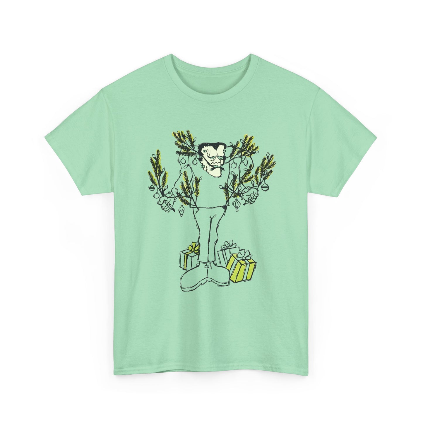 1974 monster holidays by norman bridwell frankenstein monster christmas tree disguise tshirt