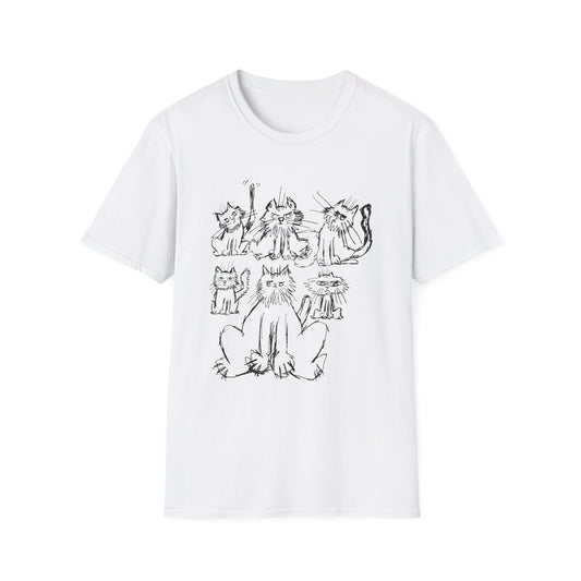 original drawing six cats tshirt