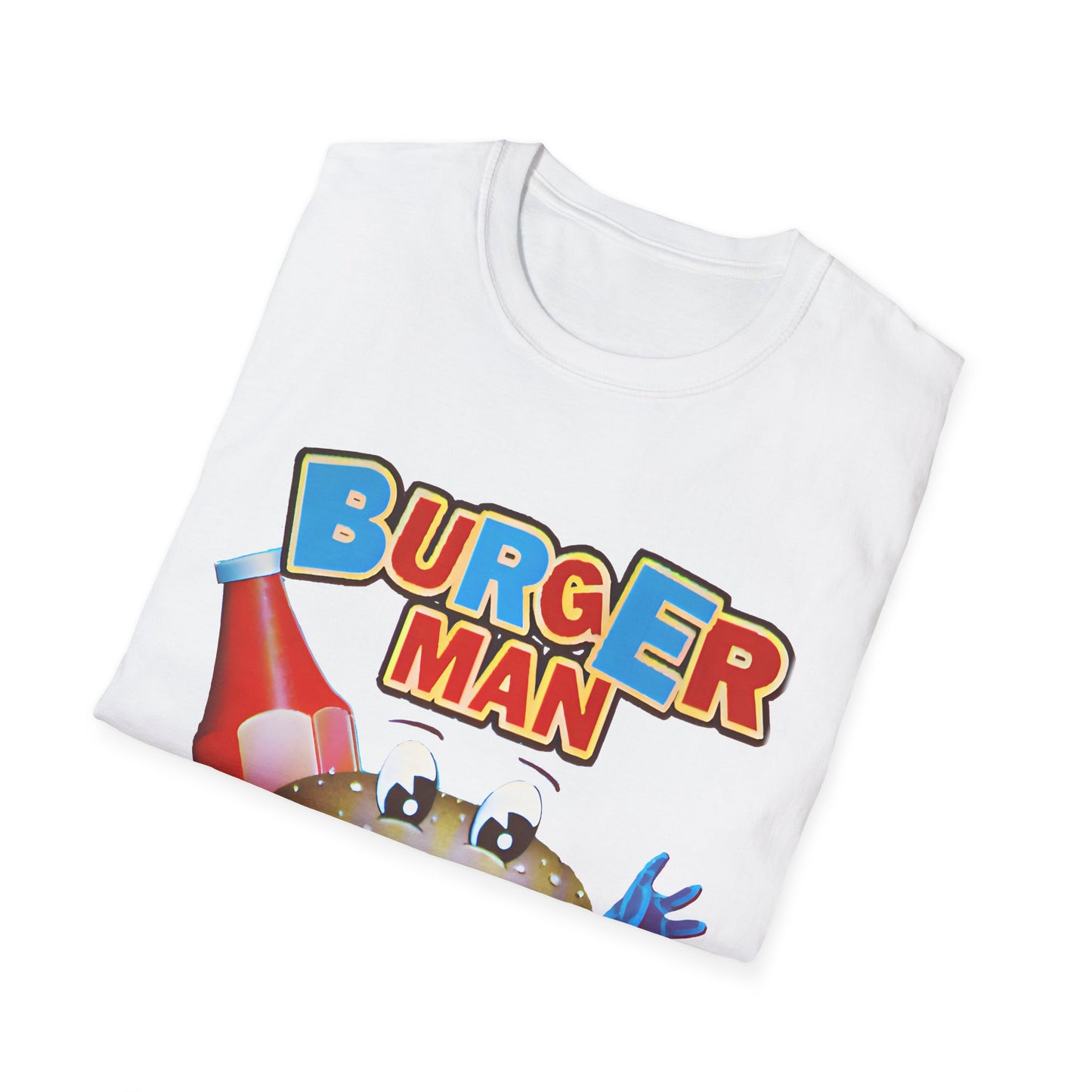 old video game burger man retro design reproduction tshirt