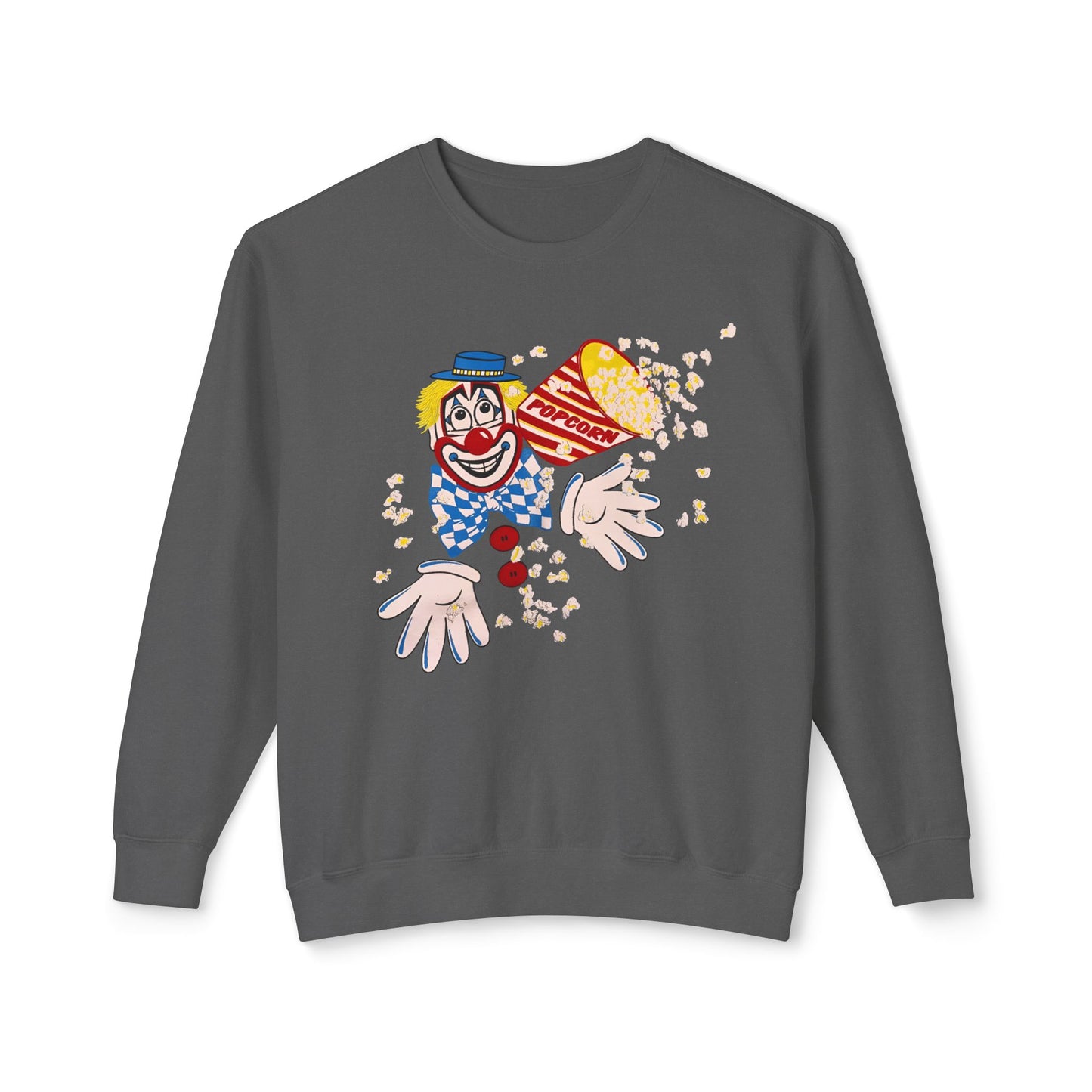 vintage 1980s popcorn clown graphic  100% cotton sweatshirt