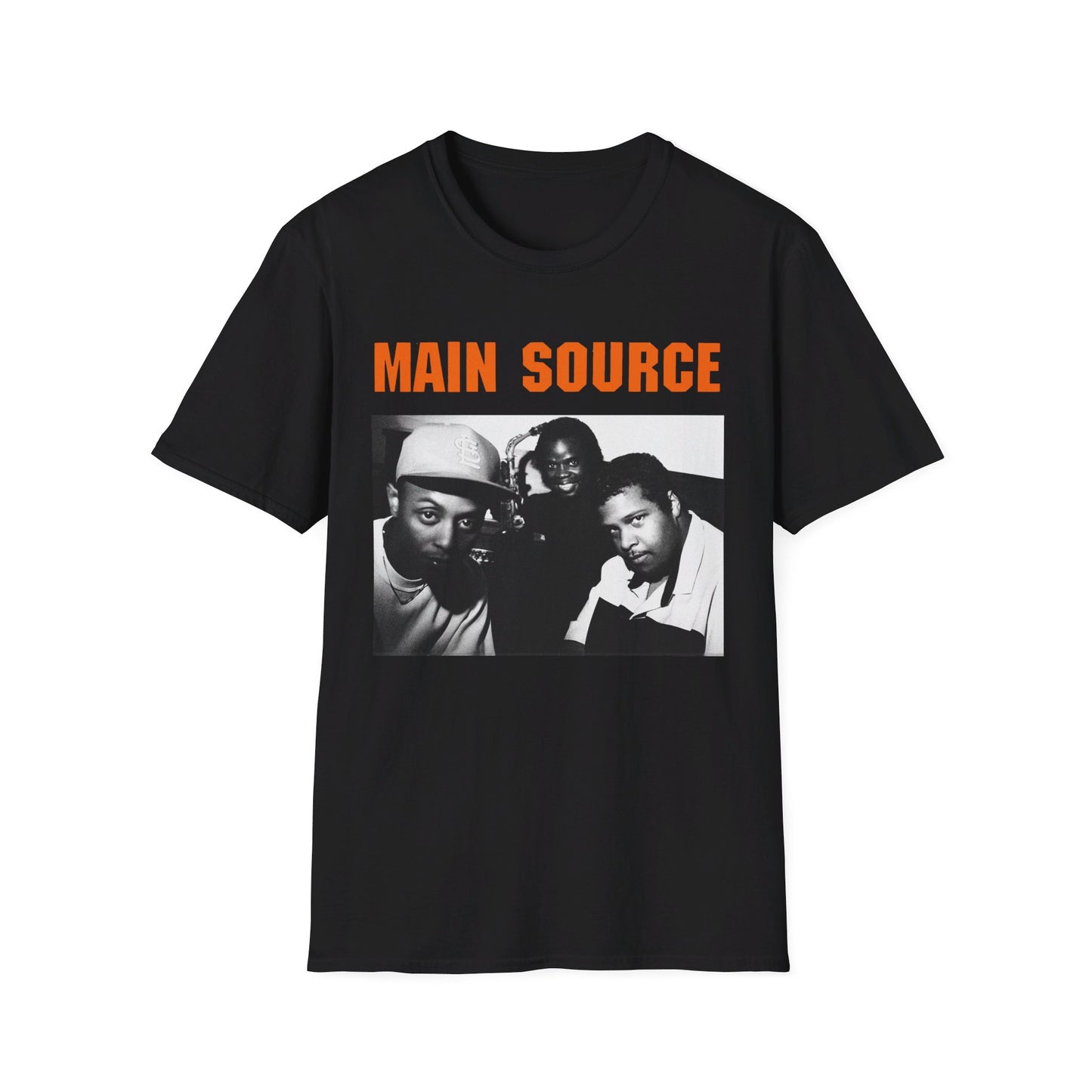 main source 90's hip hop legends photo on the couch tshirt