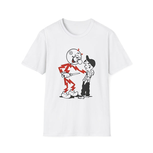 reddy kilowatt electricity will kill you vintage logo reproduction tshirt