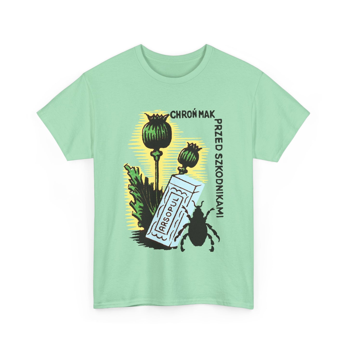 vintage polish matchbox graphic protect poppies from pests pesticide ad tshirt