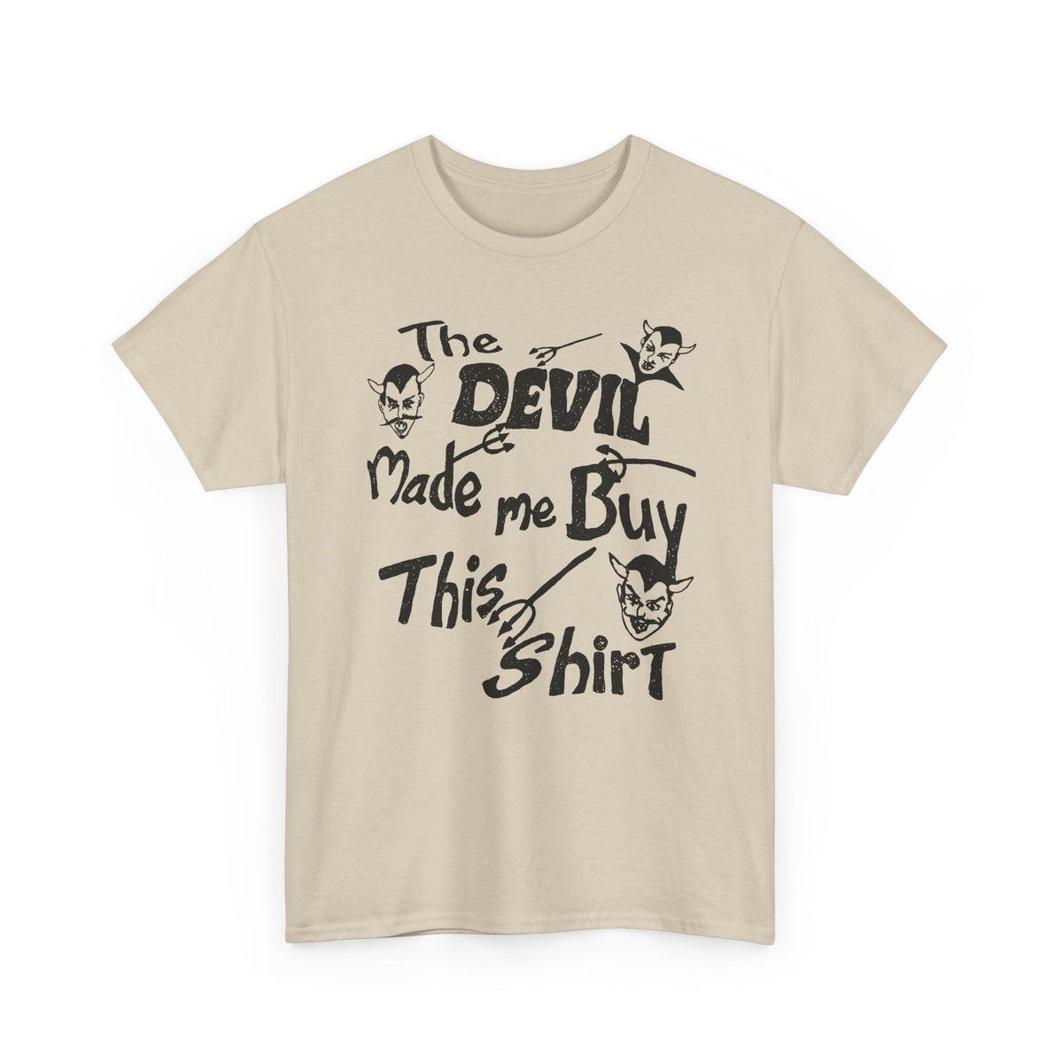 vintage the devil made me buy this shirt custom drawn reproduction tshirt