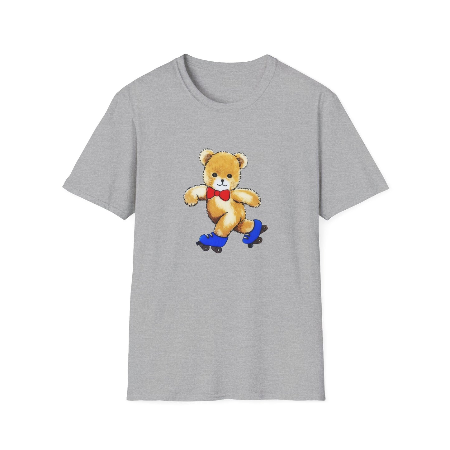 roller skating cute vintage teddy bear illustration reproduction tshirt