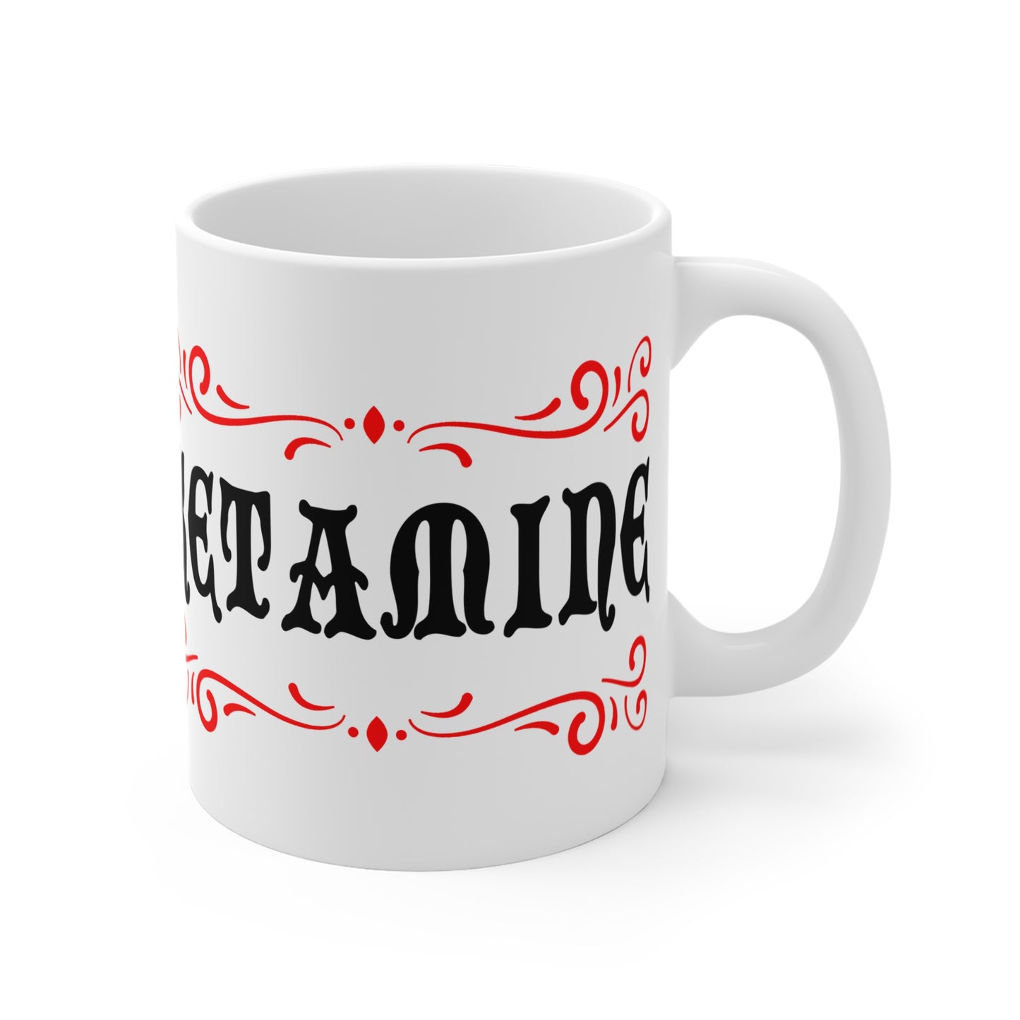 vintage inspired tongue in cheek ketamine drug mug