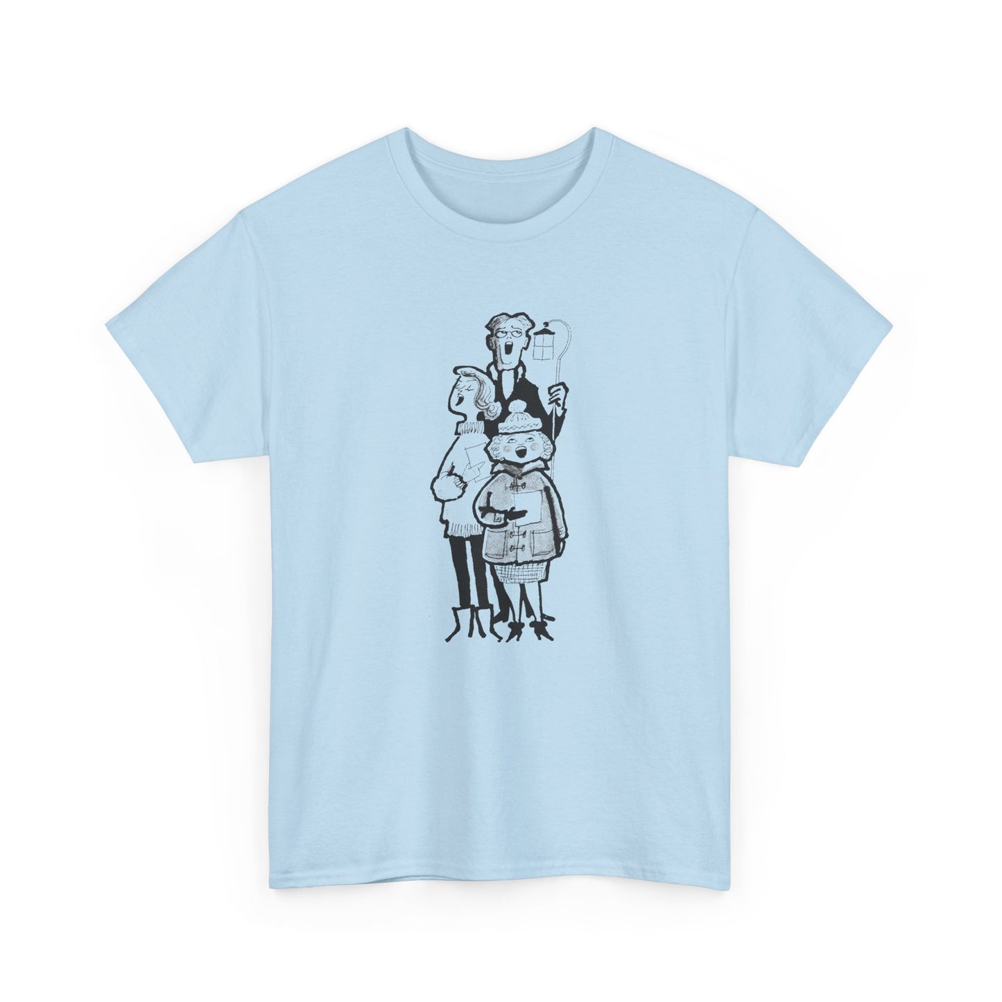 vintage 1960s caroling illustration reproduction tshirt