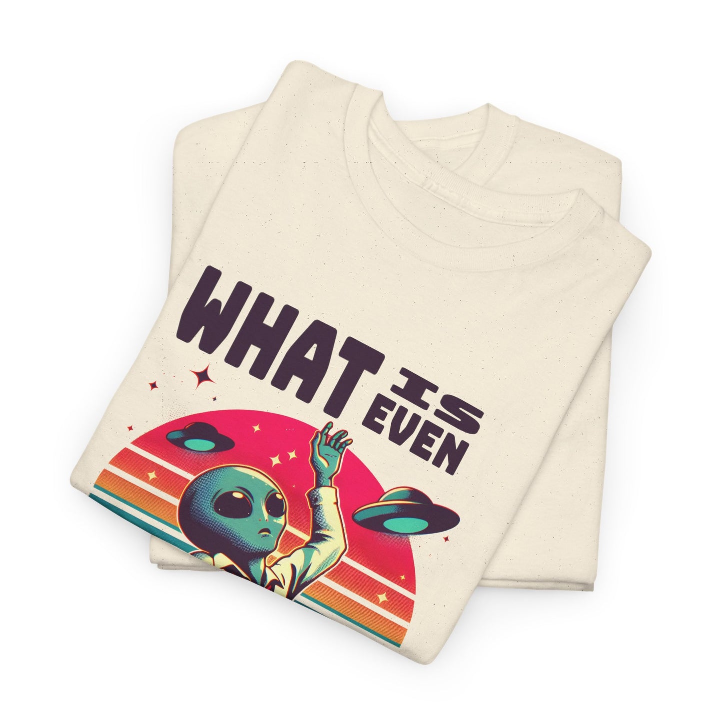 what is even happening floating businessman alien tshirt