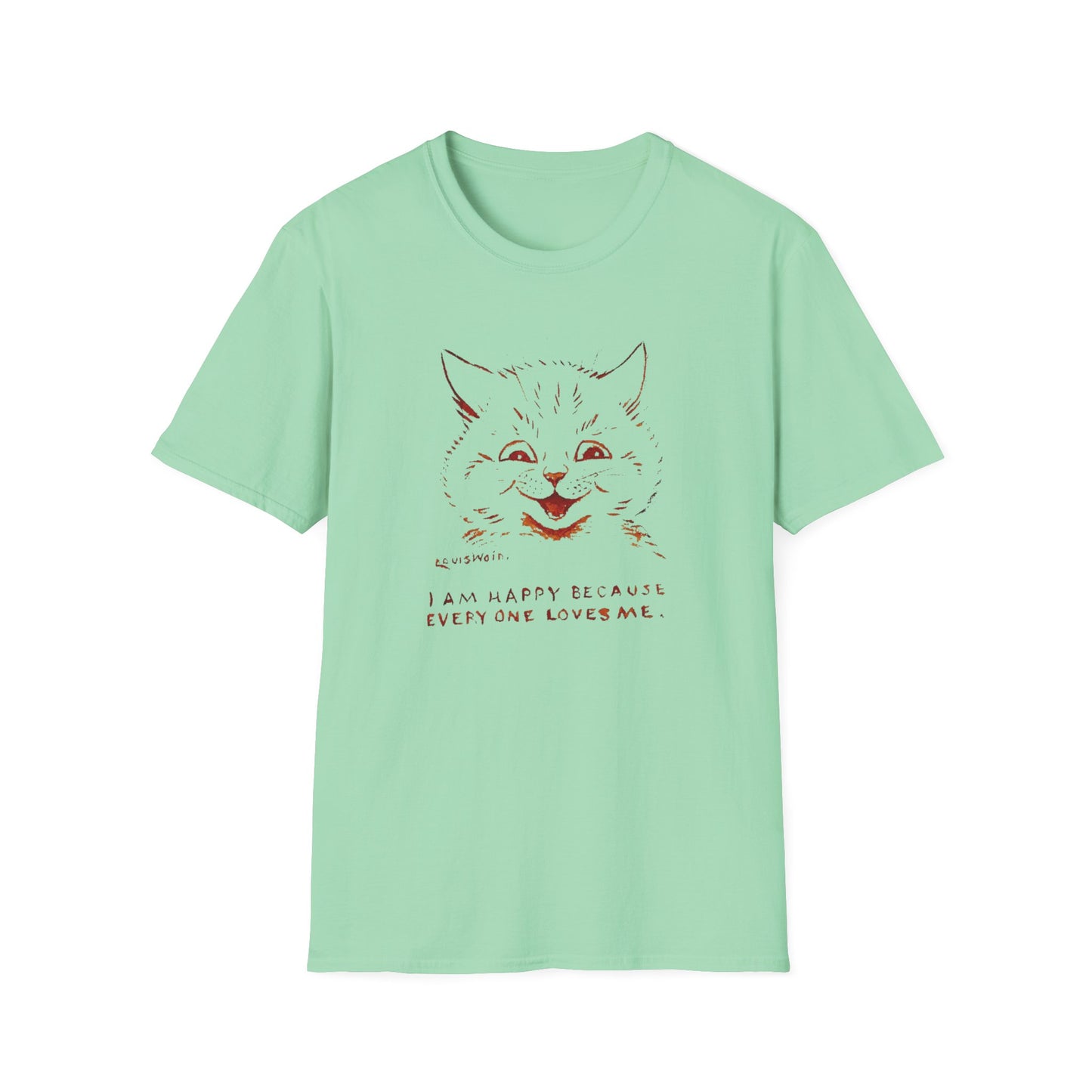 1924 louis wain cat painting i am happy because everyone loves me tshirt