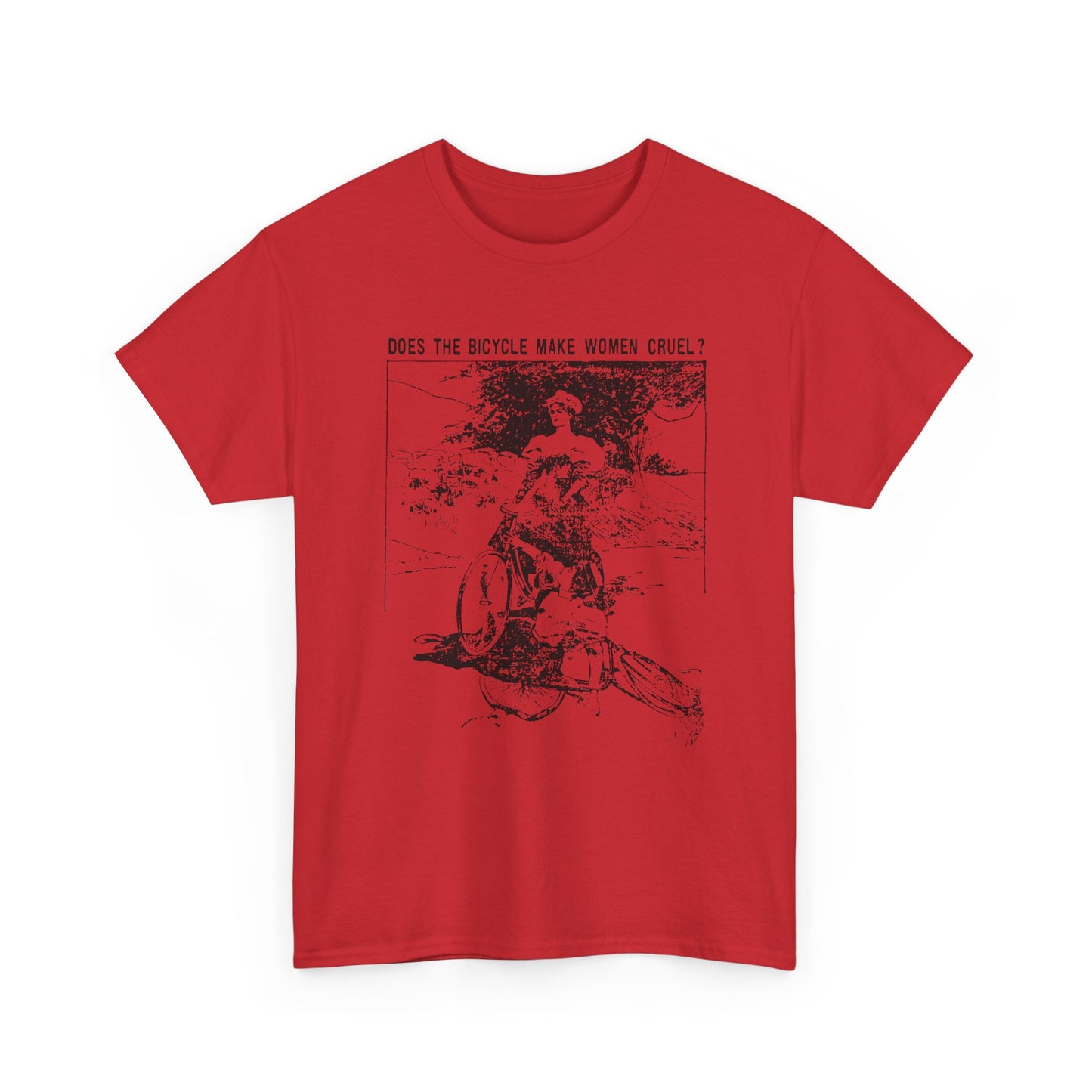 1897 cartoon does the bicycle make women cruel? reproduction tshirt