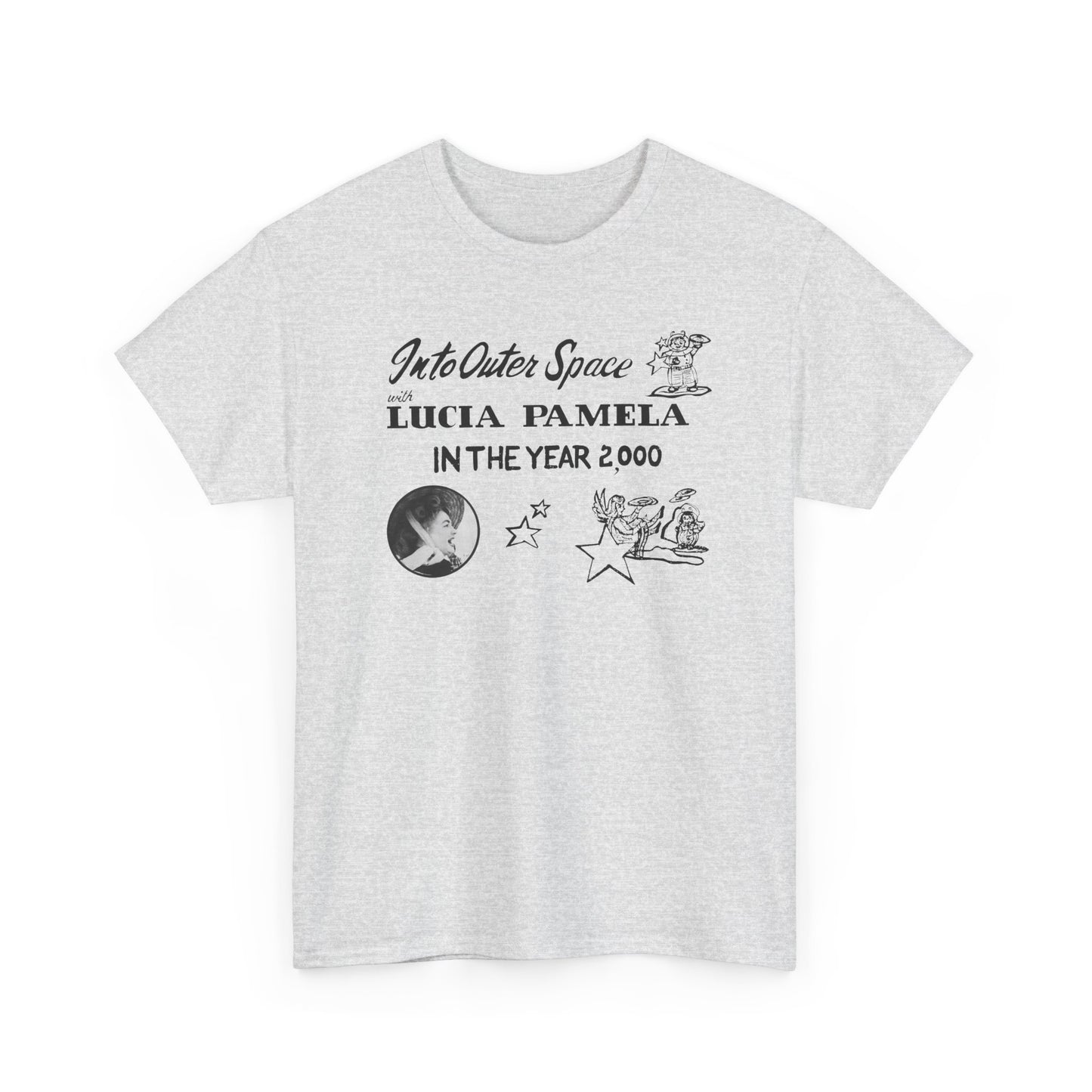 into outer space with lucia pamela in the year 2000 coloring book cover tshirt
