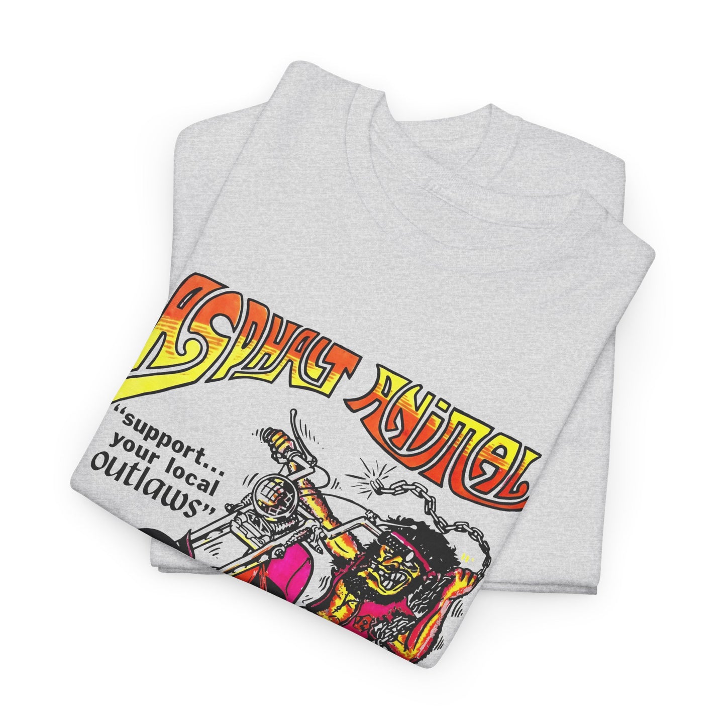 vintage 1967 asphalt animal support your local outlaws mototcycle graphic reproduction tshirt