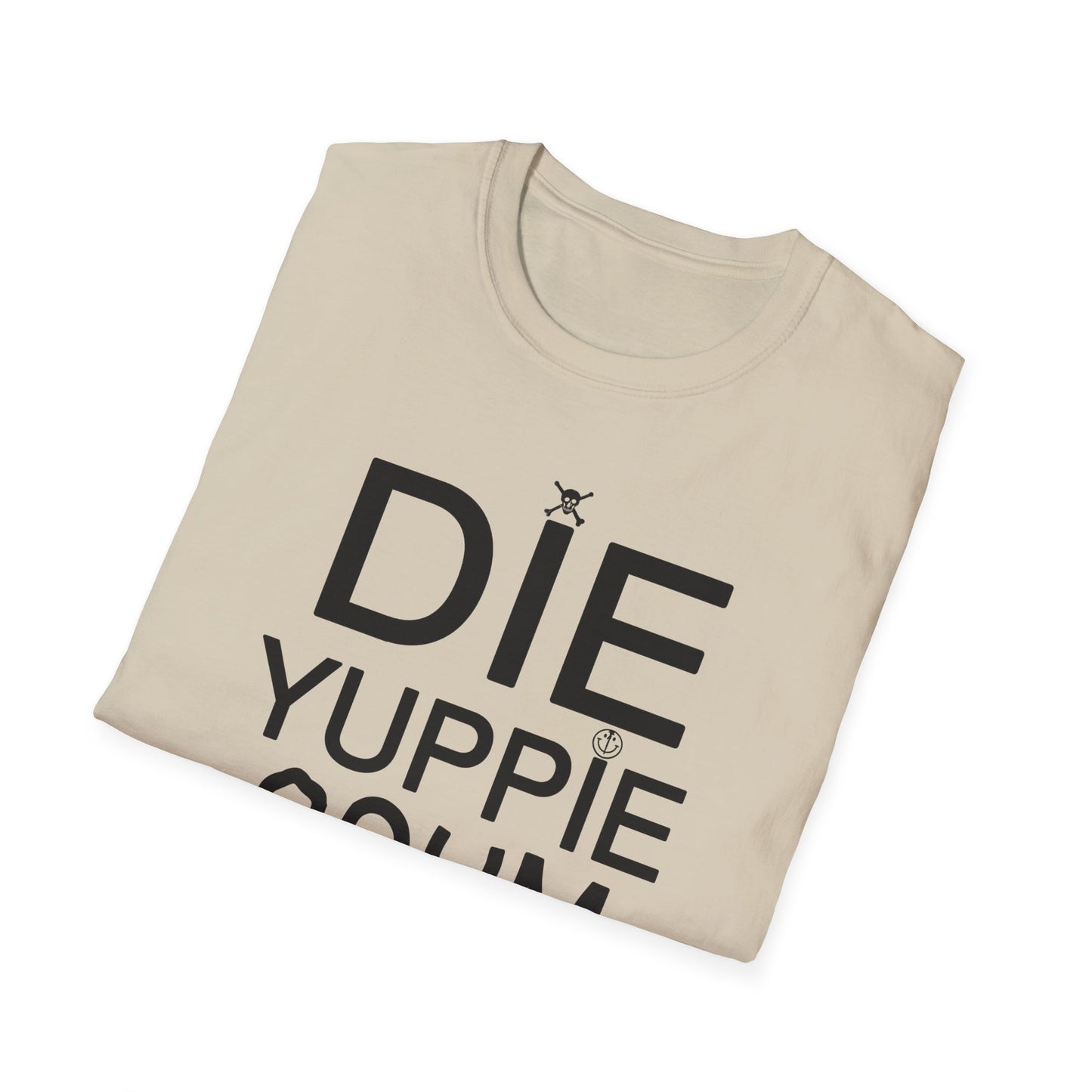 1980s new york inspired anti gentrification message die yuppie scum! tshirt