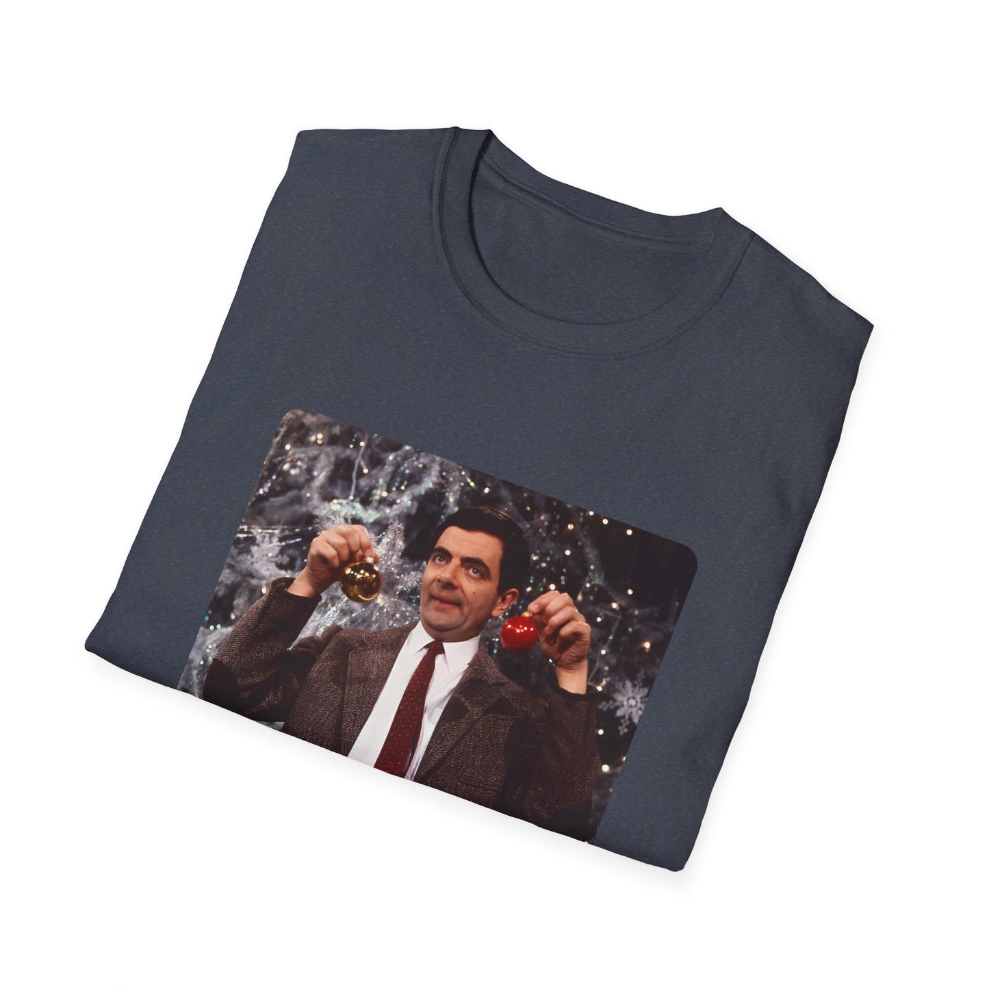 mr bean with christmas ornaments tshirt