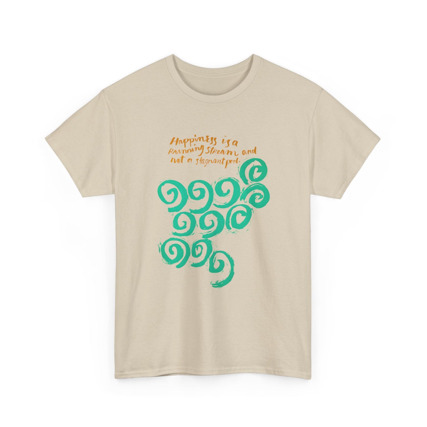 1968 mid century poster happiness is a running stream and not a stagnant pool tshirt