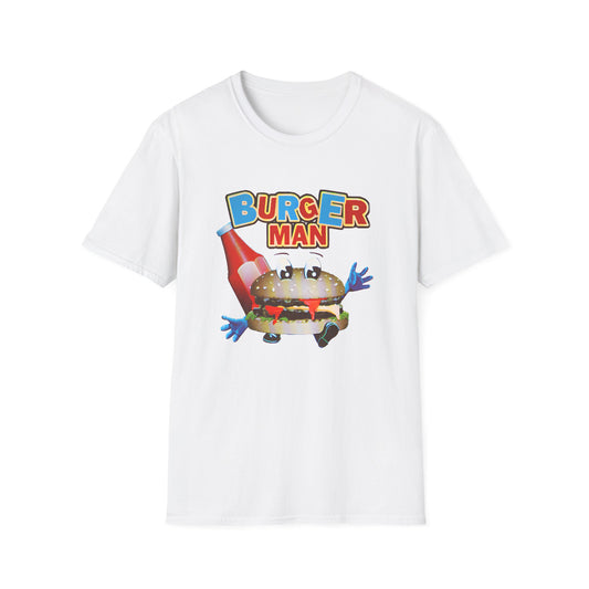 old video game burger man retro design reproduction tshirt